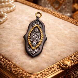 VINTAGE PAJ STERLING SILVER GOLD PLATED PENDANT CHARM WITH PAVE CRYSTALS